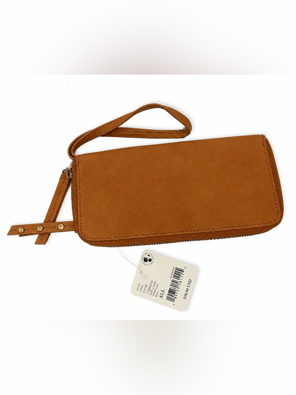 Free People Vegan Leather Wristlet Wallet Cognac Brown BNWT Zip Around - Picture 4 of 5